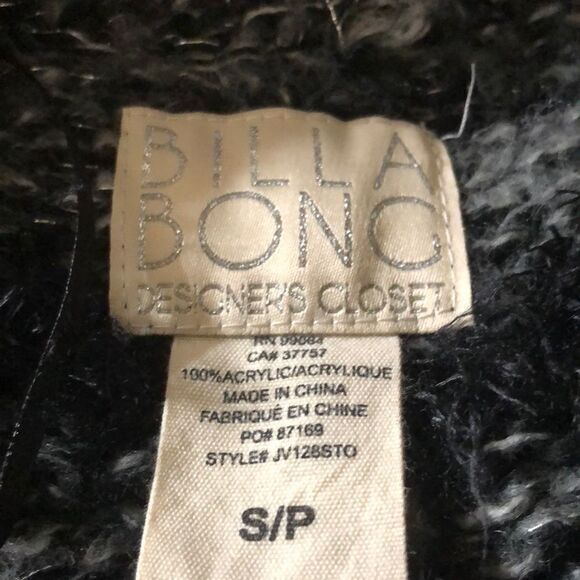 Billabong Designers Closet cardigan Sz S/P Preppy gray black marled Fairy Grunge - Picture 3 of 5